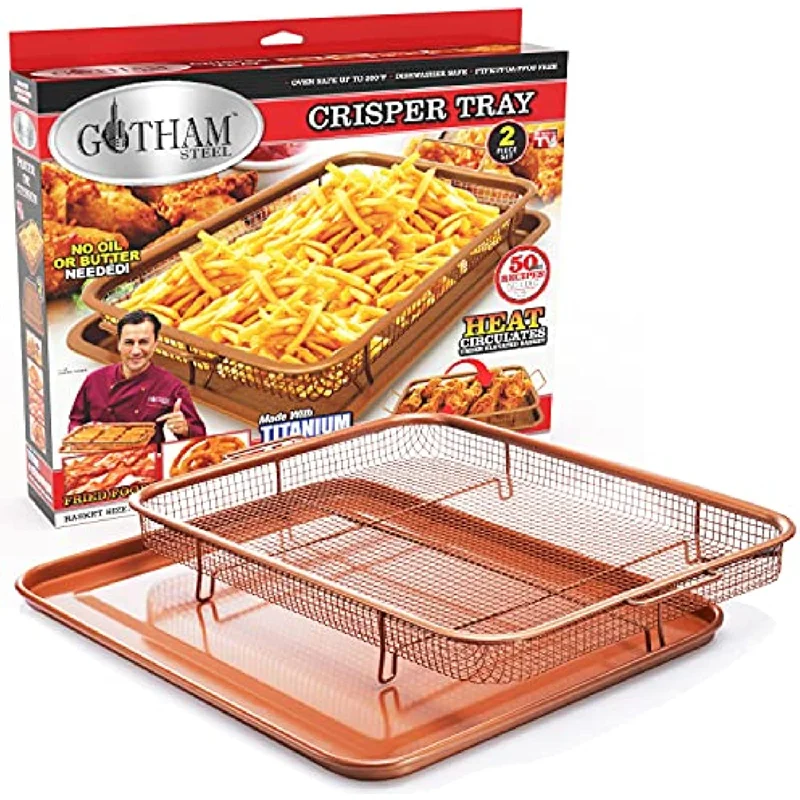 2 Piece Nonstick Copper Crisper Tray Basket