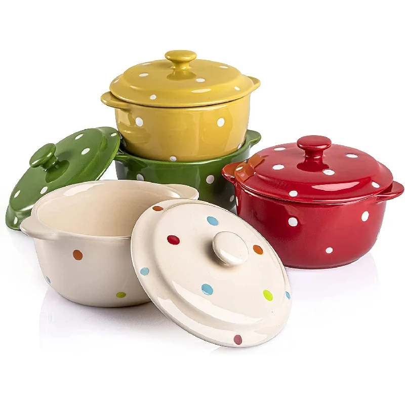 9 OZ Mini Casserole Bowl with Lid and Handle-4 Pack