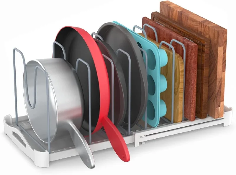 Adjustable Bakeware Organizer Pot Lid Holder Rack for Pots