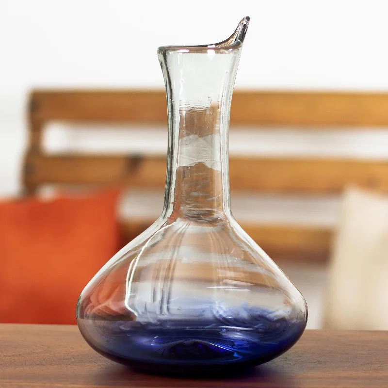 Artisan Crafted Glass Decanter - Blue Haze