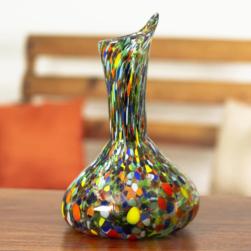 Artisan Crafted Recycled Glass Decanter - Jubilant Color