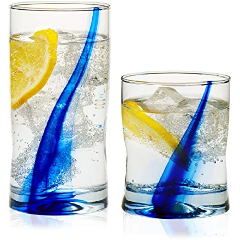 Blue Ribbon Impressions 16-Piece Tumbler and Rocks Glass Set