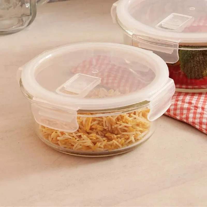 Borosilicate Glass Round Food Storage Container with Lid | 380 ml | Single