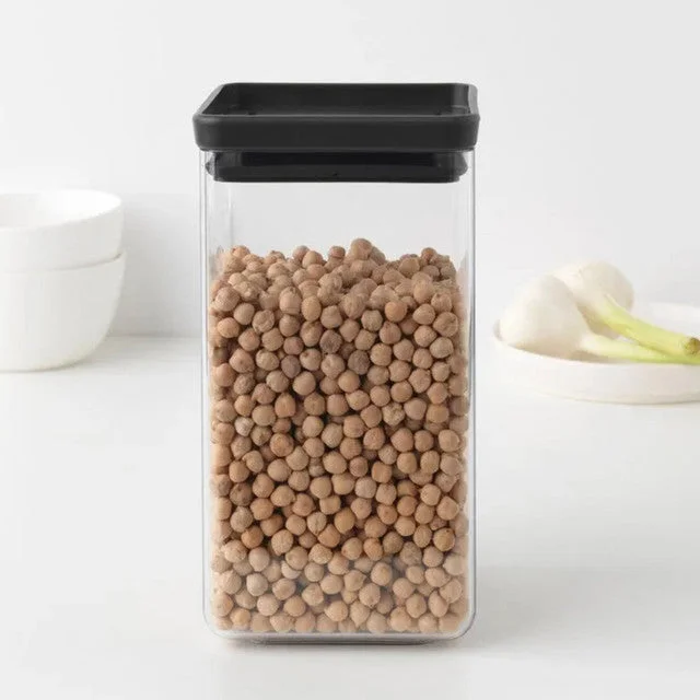 Brabantia Square Food Storage Canister | 4 x 4 x 4 inches | 1600 ml