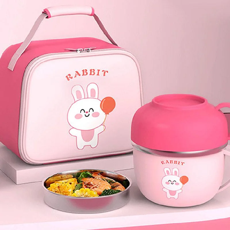 Bunny Dual Handle Soup & Noodles Lunch Box with Cover