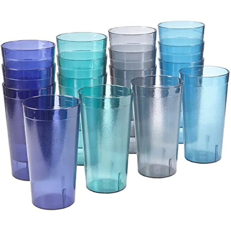 Café 20-ounce Plastic Restaurant Style Lightweight Stackable Beverage Tumblers