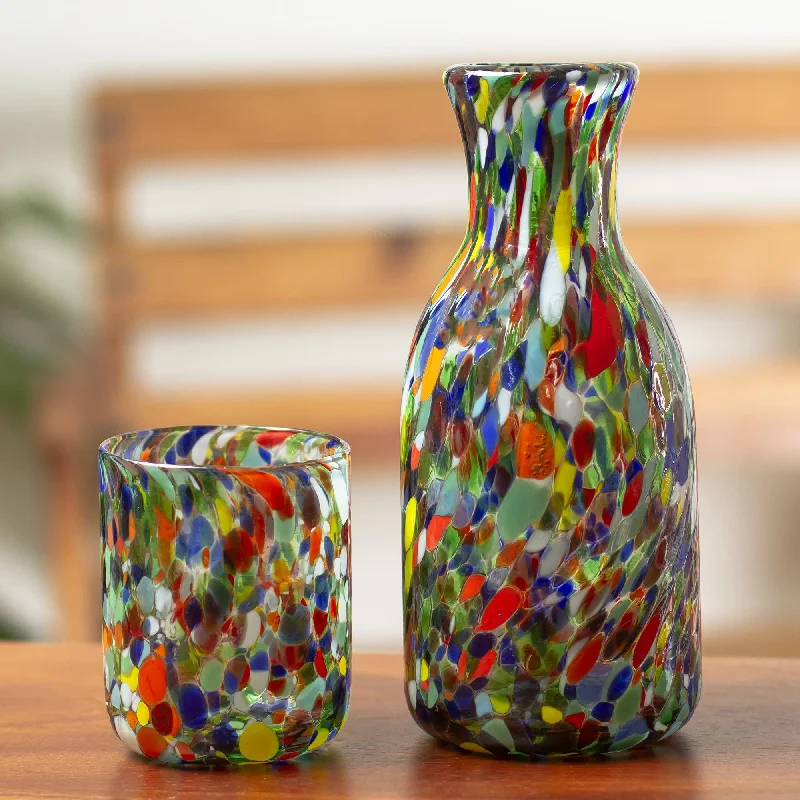 Carafe and Glass in Handblown Glass (Pair) - Jubilant Color