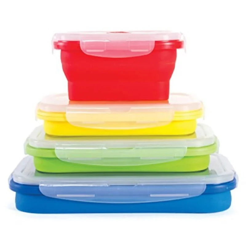 Collapsible Containers Set of 4 Silicone Food Storage Containers BPA Free, Microwave, Dishwasher Safe