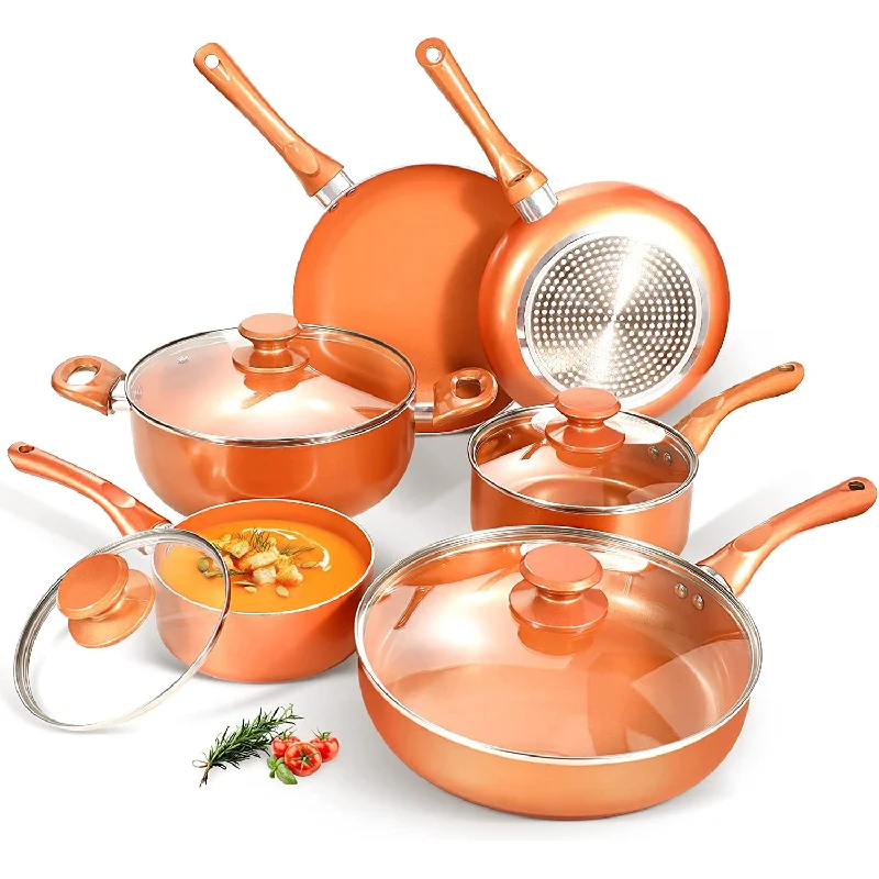 Copper Pan Nonstick Ceramic Coating Set-10 Pcs