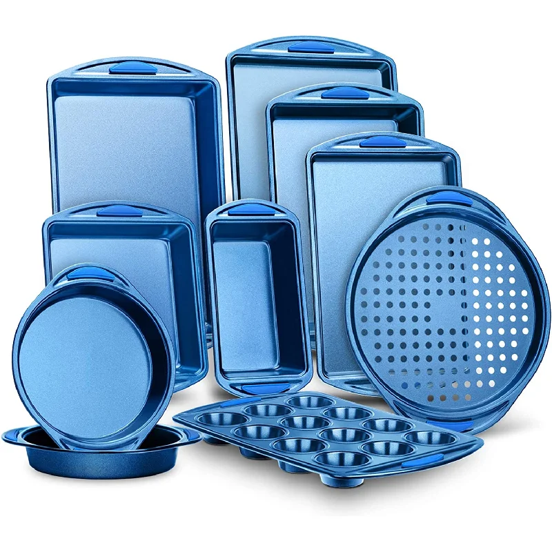 Deluxe Carbon Steel Bakeware Set with Stylish Non-stick Blue Coating