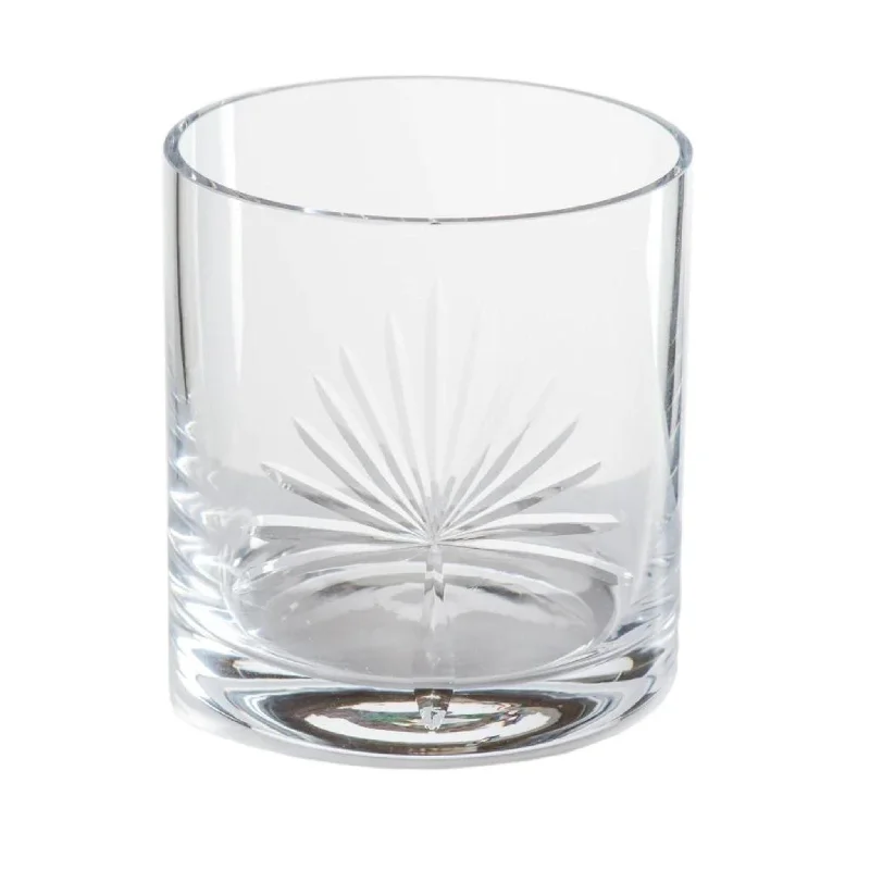 Double Old-Fashioned Etched Glass With Palm Design