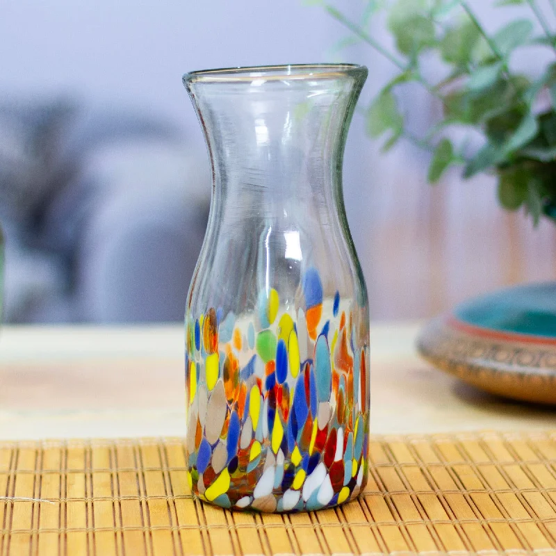 Eco-Friendly Handblown Colorful Recycled Glass Carafe - Confetti Festival