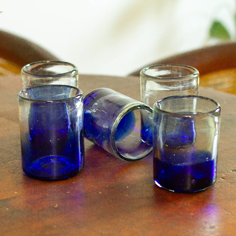 Eco-Friendly Handblown Ombre Blue Juice Glasses (Set of 6) - Jalisco Blue