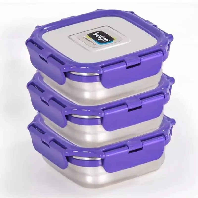 Efficient LunchBoss Combo Medium Stainless Steel Lunch Boxes | Set of 3 | 330 ML