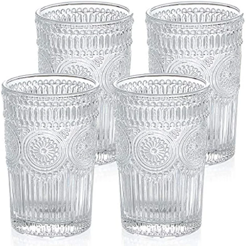 Glass Tumblers for Juice, Beverages, Cocktail, Capacity 12.5oz/370ml, Set of 4