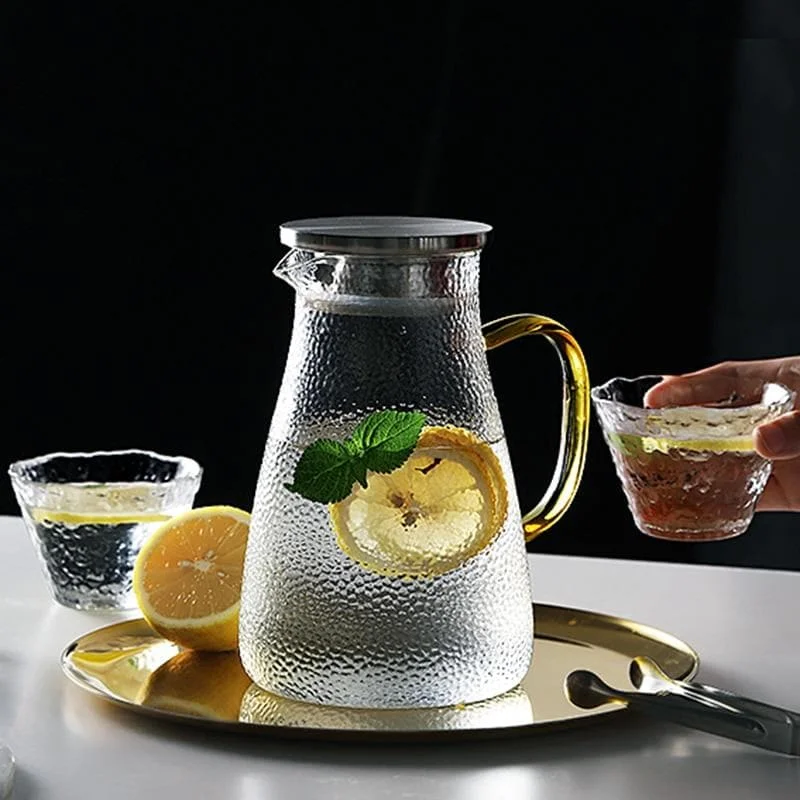 Hammered Glass Cup & Pitcher