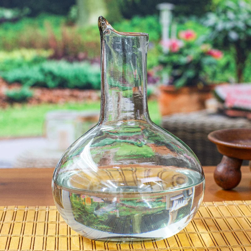 Handblown Recycled Glass Wine Decanter from Mexico - Exquisite Shape