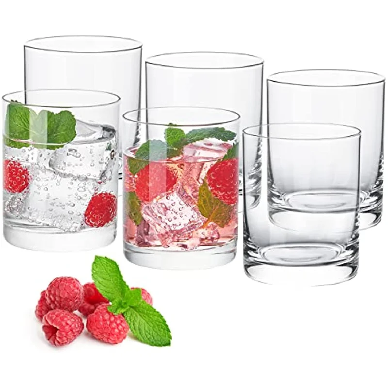 Heat-Resistant Drinking Glasses Set of 6 Double Fashioned Glass Lowball Tumblers