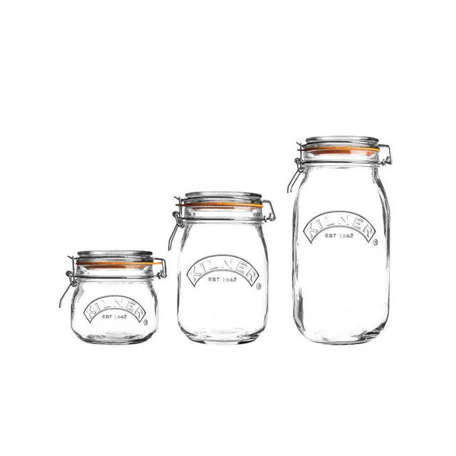 Kilner Essentials Clip Top Glass Jars | Set of 3