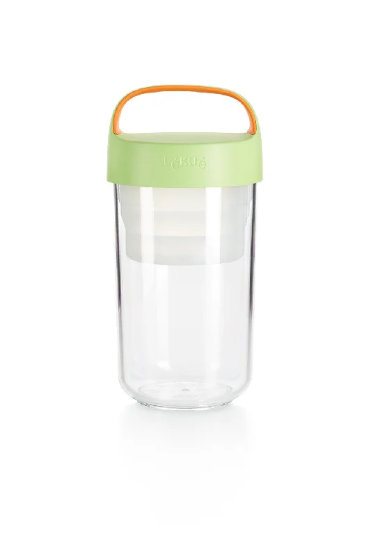 Lekue Jar-To-Go 2 Piece Travel Jar Container Set, 20 Ounce, Citrus Fruit