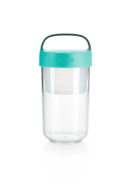 Lekue Jar-To-Go 2 Piece Travel Jar Container Set, 20 Ounce, Turquoise