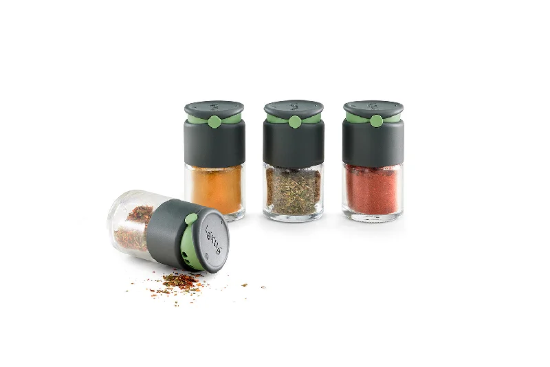 Lekue Spice Shaker with Dual Opening for Large and Small, Set of 4