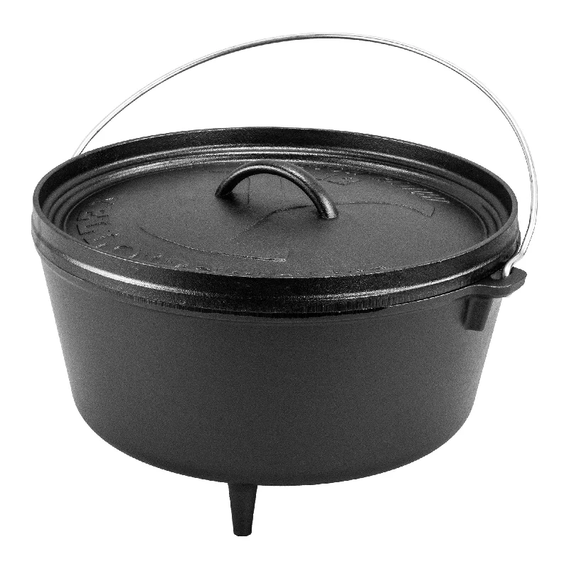 Lodge Yellowstone 8 Quart Seasoned Cast Iron Power Y Deep Camp Dutch Oven, 12 Inch Diameter