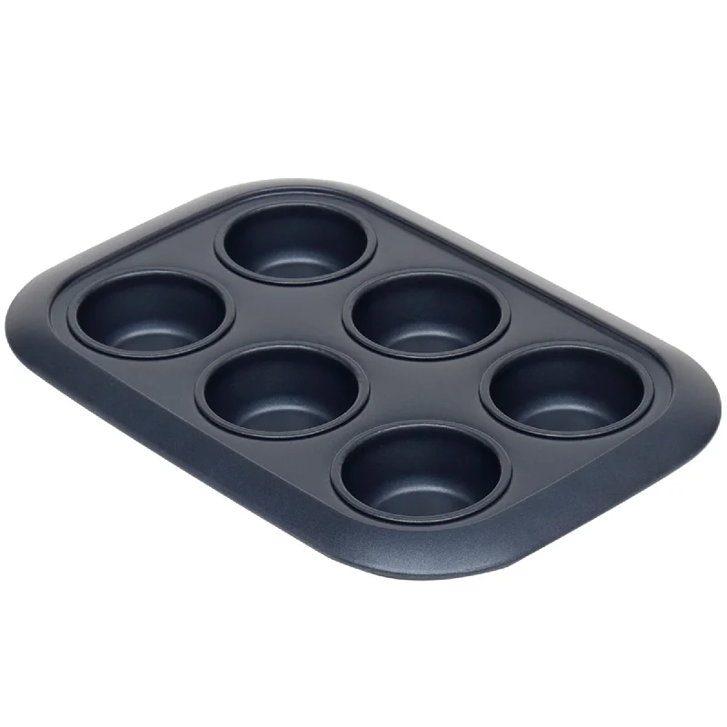 Michael Graves Design Textured Non-Stick 6 Cup Carbon Steel Muffin Pan, Indigo