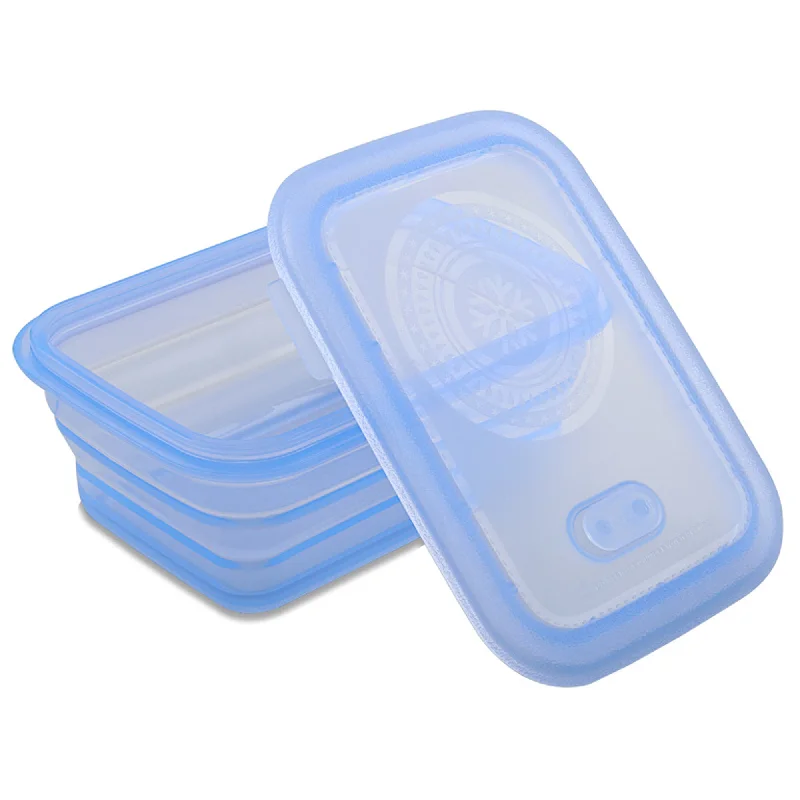 Minimal Collapsible Silicone Food Storage Container Set of 6 - 1160 ml - Blue