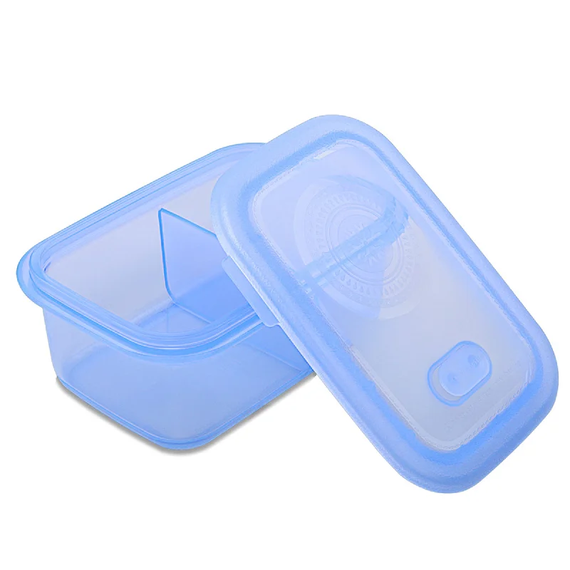 Minimal Silicone Food Storage Container with Divider Set of 6 - 700 ml - Blue