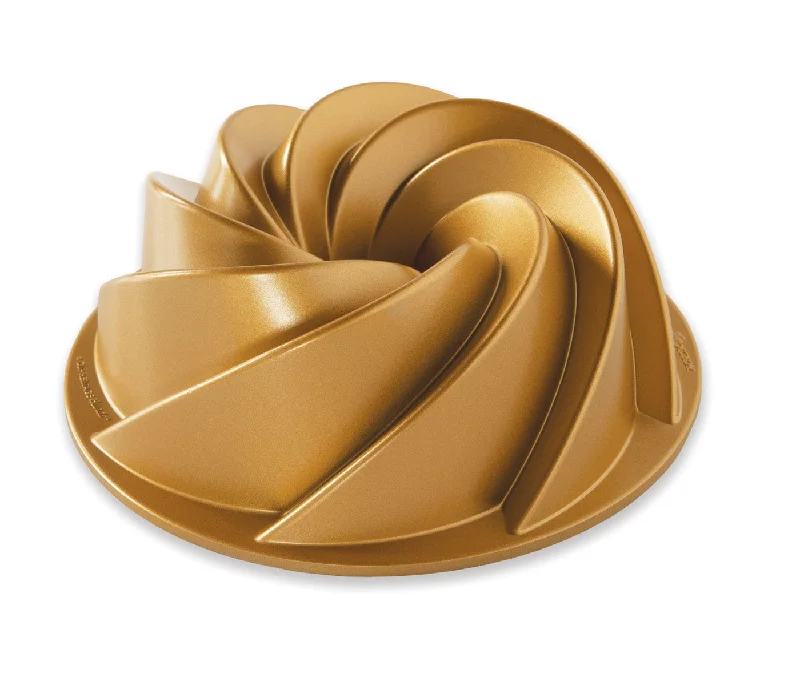 Nordic Ware Cast Aluminum 6  Cup Heritage Bundt Pan, Gold