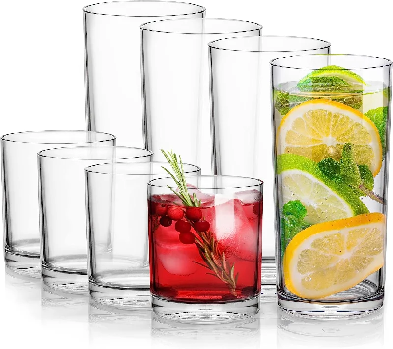 Plastic Tumblers Drinking Glasses Set of 8 Clear