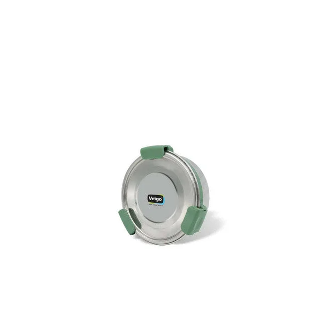 Robust Maxosteel Stainless Steel Round Storage Box With Reversible Clip