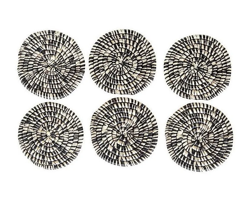 Heather Coasters, Black/Natural Set of 6