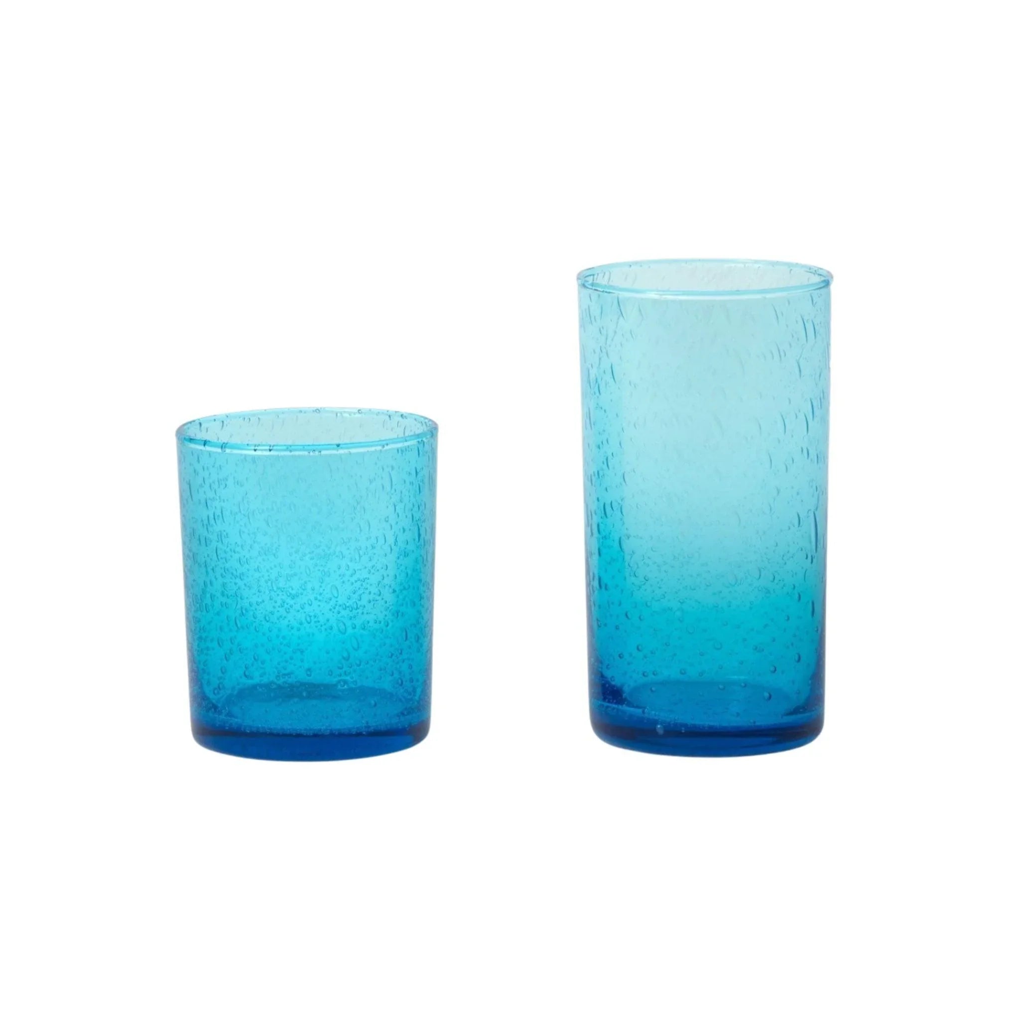 Hand Blown Bubble Glass Design Glasses in Sky Blue