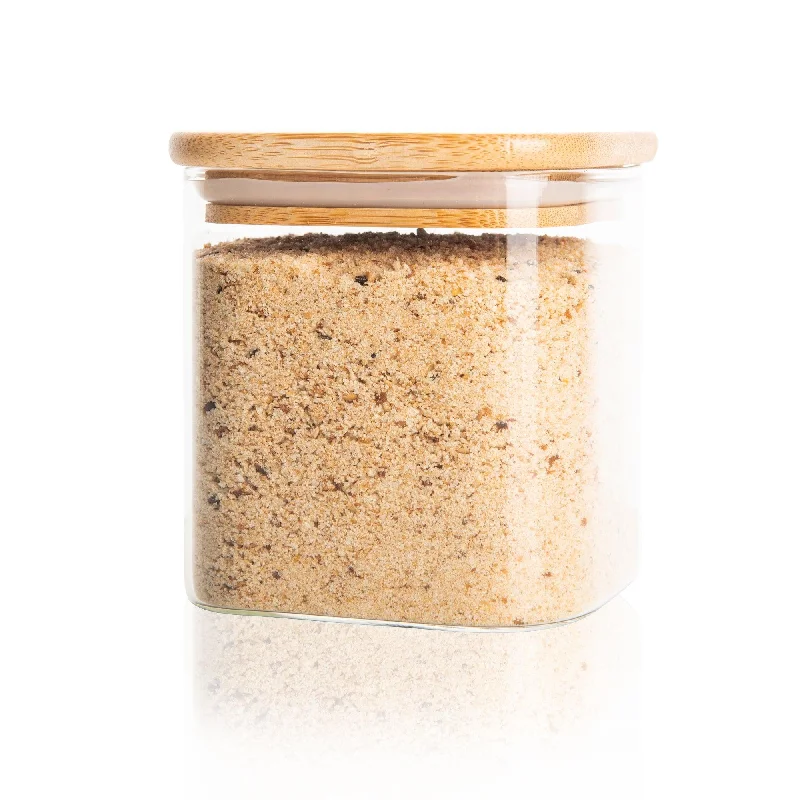 Square Glass and Bamboo Storage Jar - 750ml