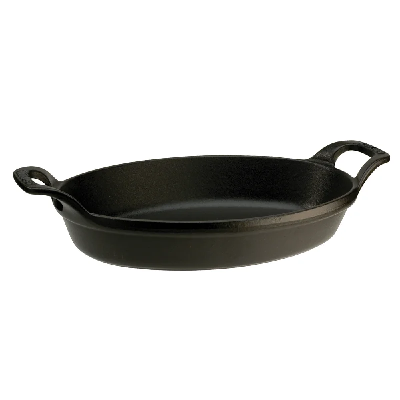 Staub Cast Iron 12.5-inch x 9-inch Oval Baking Dish - Matte Black