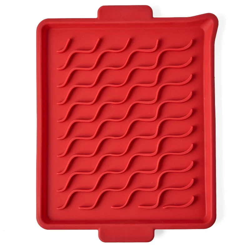 Talisman Designs Silicone Microwave Bacon Tray, 9.5 x 12.75 inches, Red