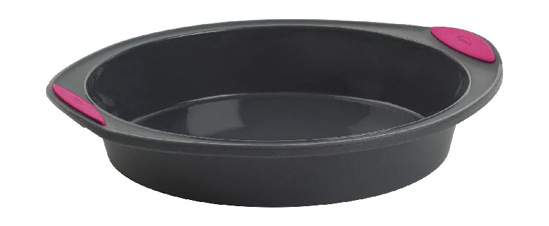 Trudeau Structure Silicone 9-Inch Round Cake Pan, Gray/Pink