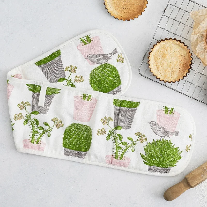 Cactus & Bird Double Oven Glove, 20 x 84cm