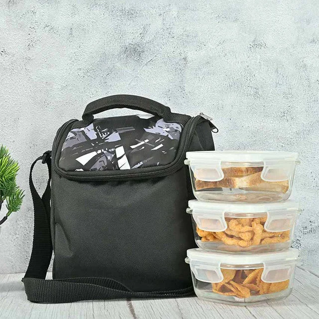 Zimmi Borosilicate Glass Container Lunch Box with Bag | 300 ml