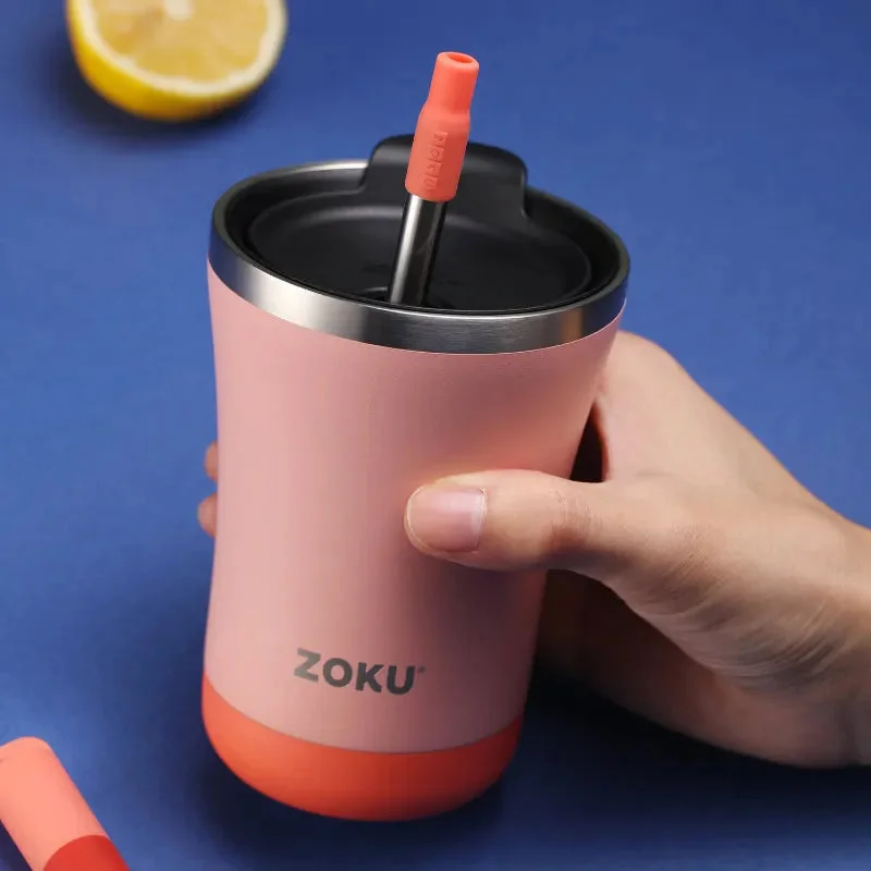 Zoku 3 in 1 Stainless Steel Vaccum Insulated Tumbler | Pink | 4 x 5 inches