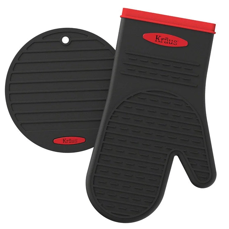 Heat-Resistant 100% Food-Safe Silicone Non-Slip Oven Mitt and Trivet